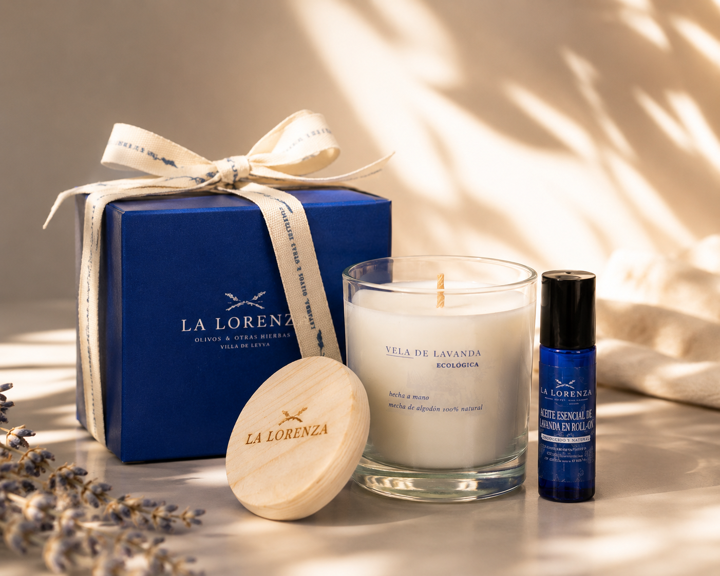 Lavender Relaxation Kit: 140g Aromatic Candle + 10ml Essential Oil Roll On 