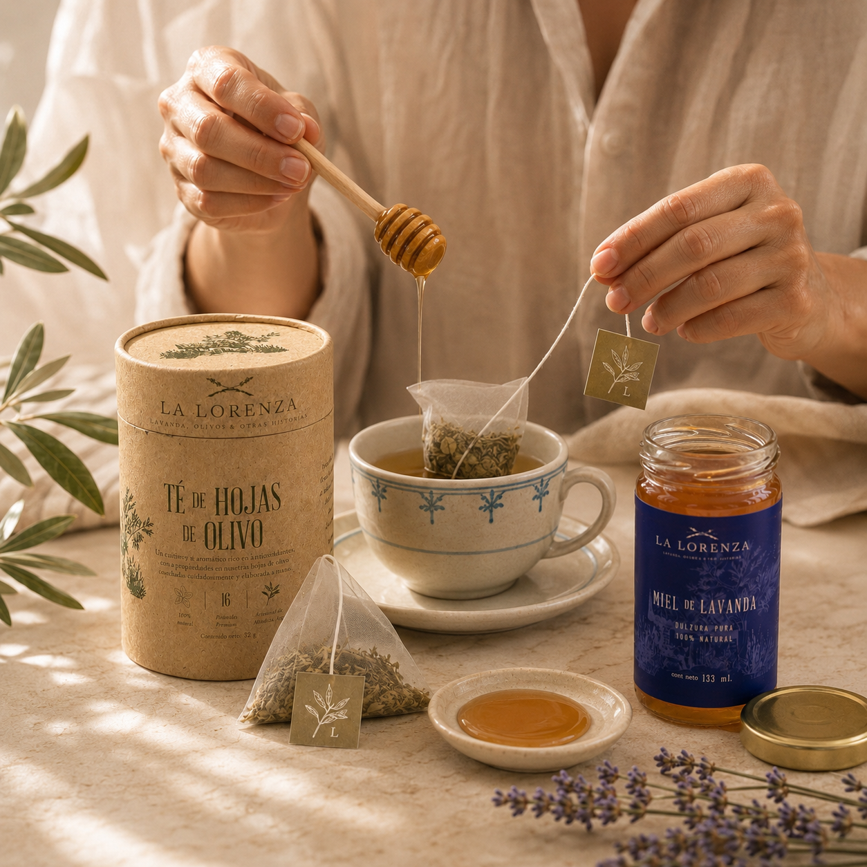 Combo Té de Hojas de Olivo + Miel de Lavanda (10% OFF)